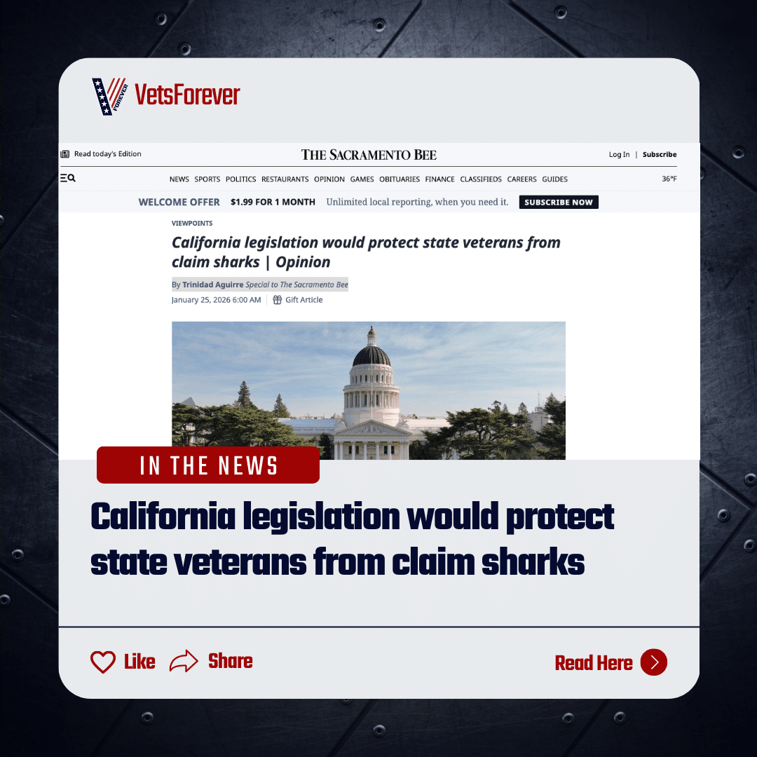 Featured image for “ARTICLE: Pivotal early 2026 vote could protect California veterans from claim sharks”