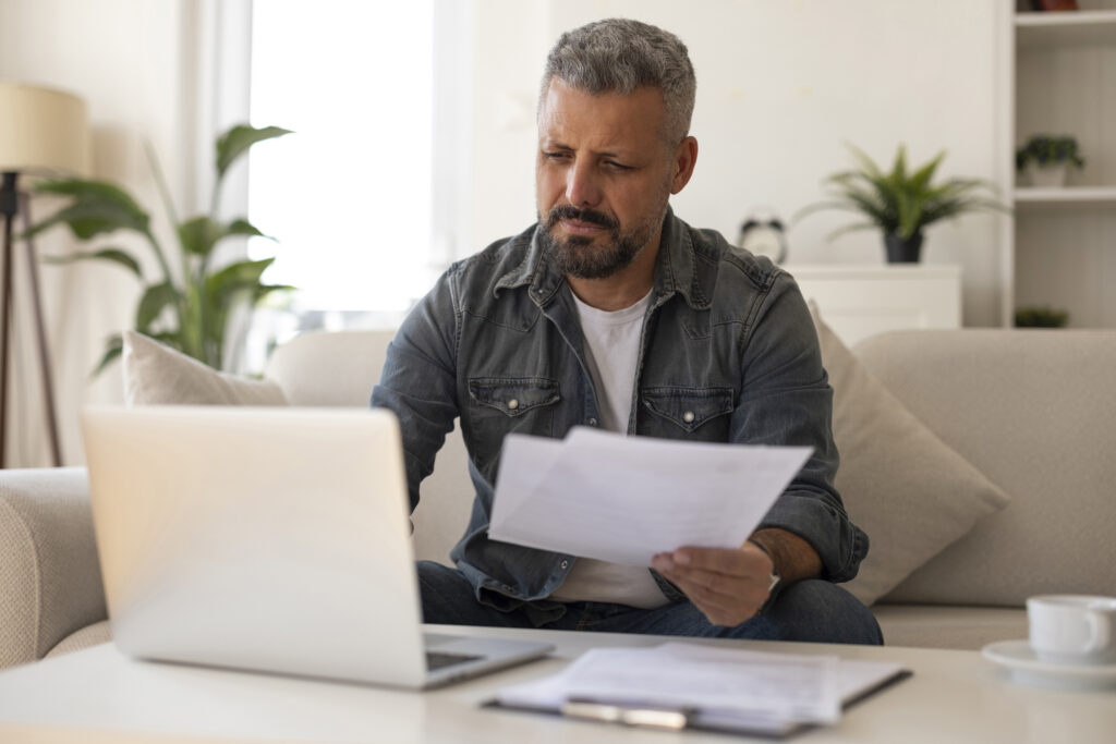 A Man reviewing VA Denied claim.
